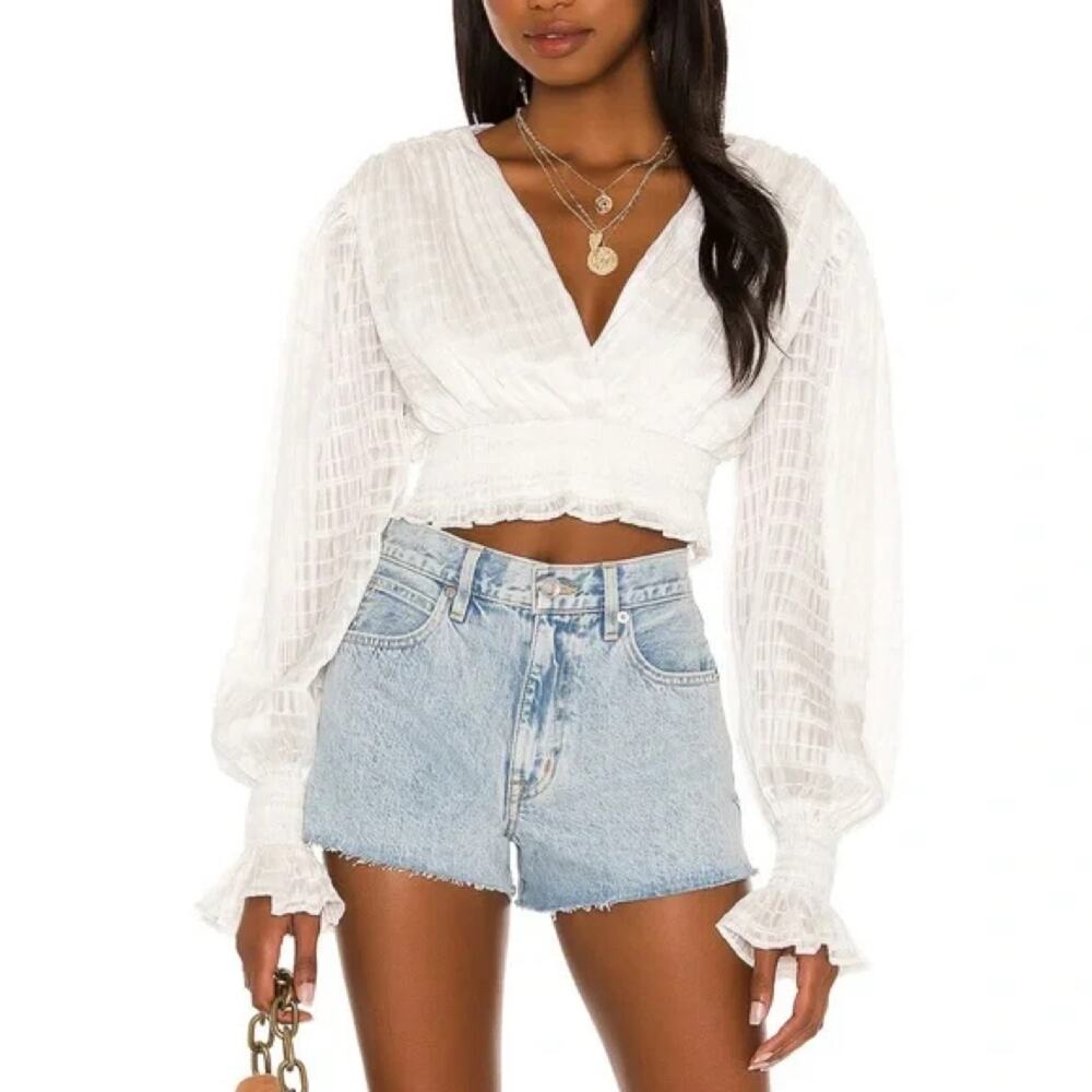 Majorelle Smocked White Sasha Blouse Size S